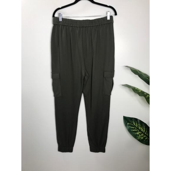 New Badgley Mischka Women's L Olive Green Jogger Pants Cargo Belt Comfy Everyday - Picture 4 of 12